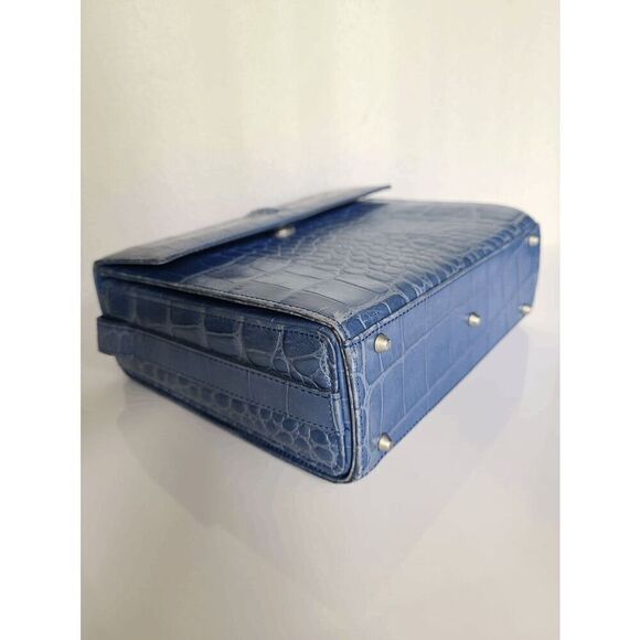 Versace Blue Croc-Embossed Crossbody Bag - Picture 8 of 16